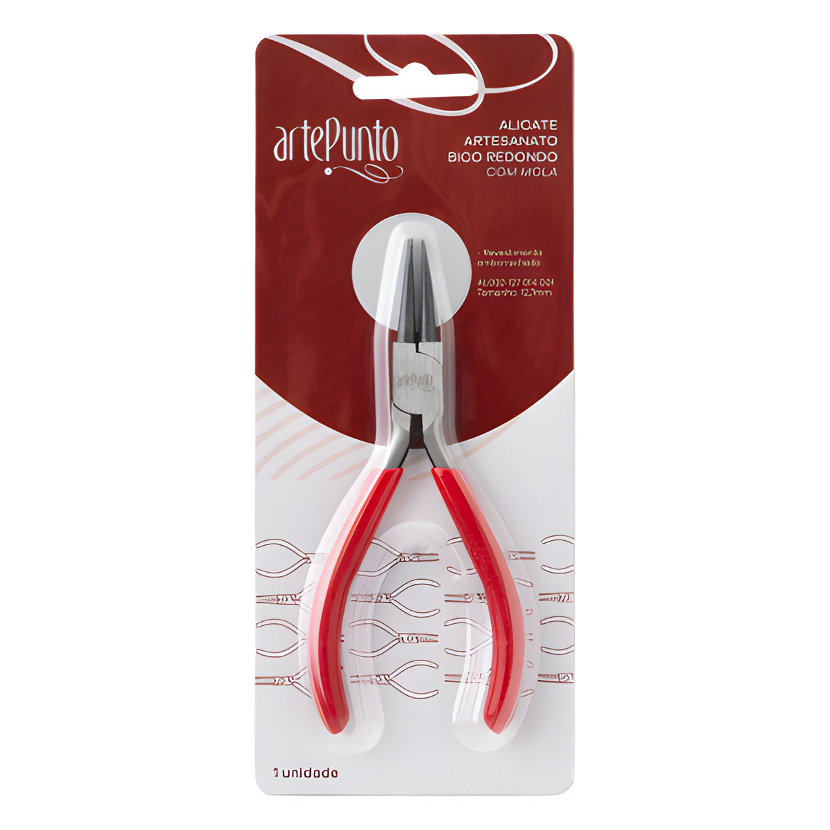 Alicate Bico Redondo para Bijuteria e Artesanato 12,7mm com Mola - Artepunto