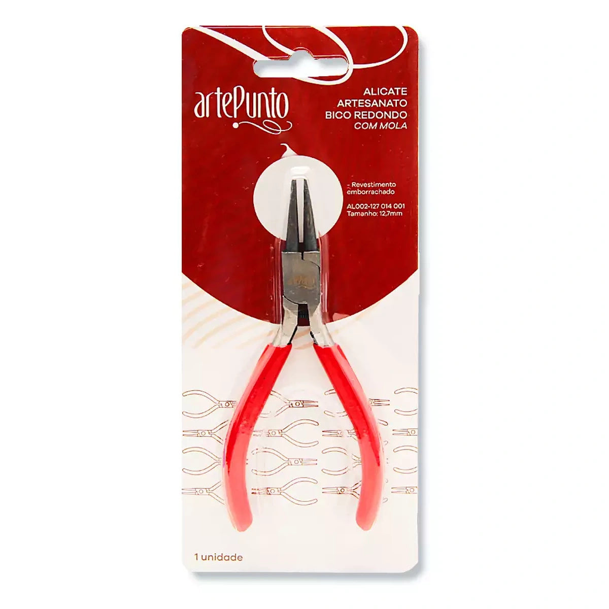 Alicate Bico Redondo para Bijuteria e Artesanato 12,7mm com Mola - Artepunto