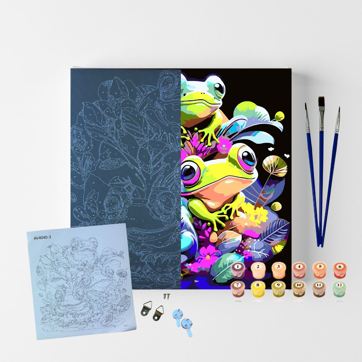 224922-kit-de-tela-para-pintura-numerada-sinoart-30x30cm-black---frogs-523525