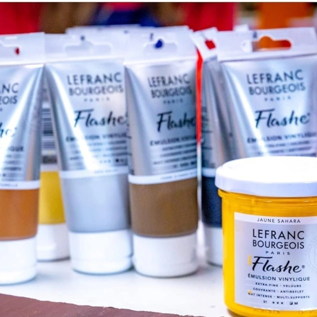 Estojo de Tinta Flashe 20ml com 6 Cores e Verniz Fosco - Lefranc Bourgeois