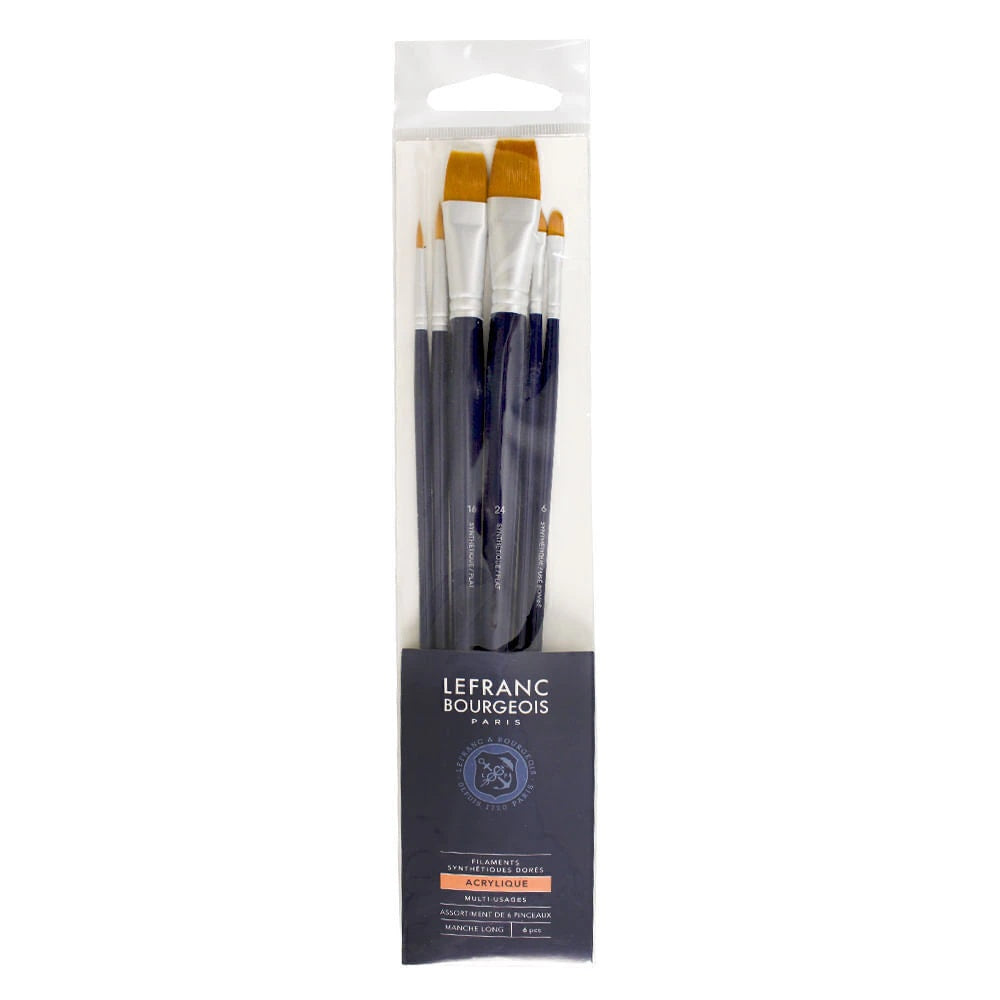 Kit Pincéis Sintéticos Misto Cabo Curto 6 Unidades - Lefranc Bourgeois