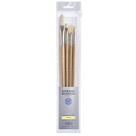 Kit Pincéis Cerda de Porco Misto Cabo Longo 4 Unidades - Lefranc Bourgeois