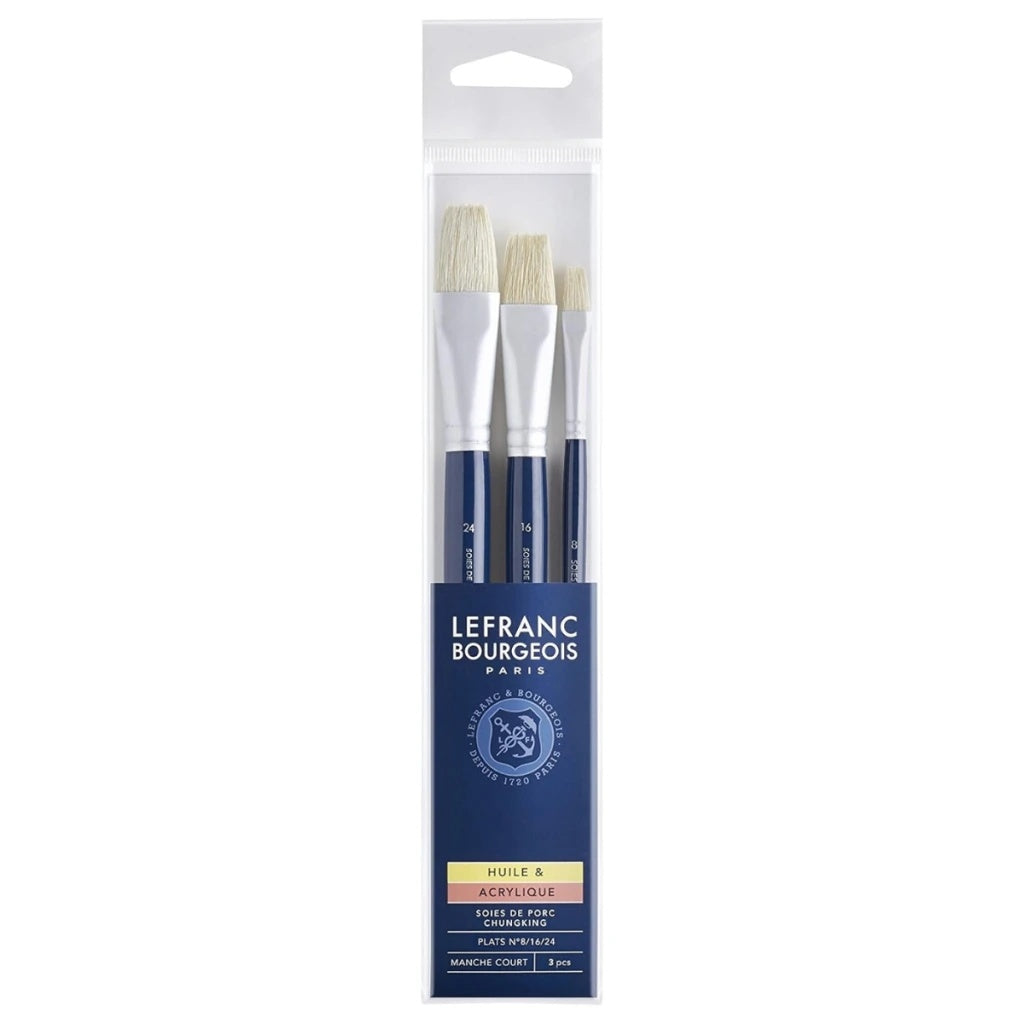 Kit Pincéis Cerda de Porco Chato Cabo Curto 8/16/24 - Lefranc Bourgeois