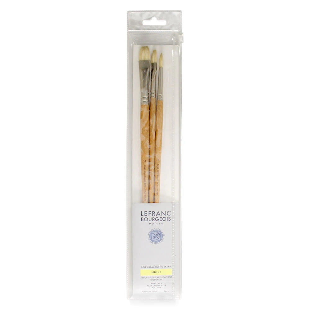 Kit Pincéis Cerda de Porco Chatos 8/14 e Redondo 8 - Lefranc Bourgeois