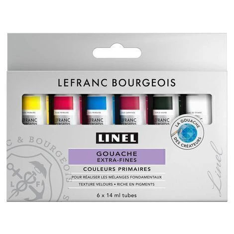 Estojo de Tinta Guache Linel 14ml com 6 Cores - Lefranc Bourgeois