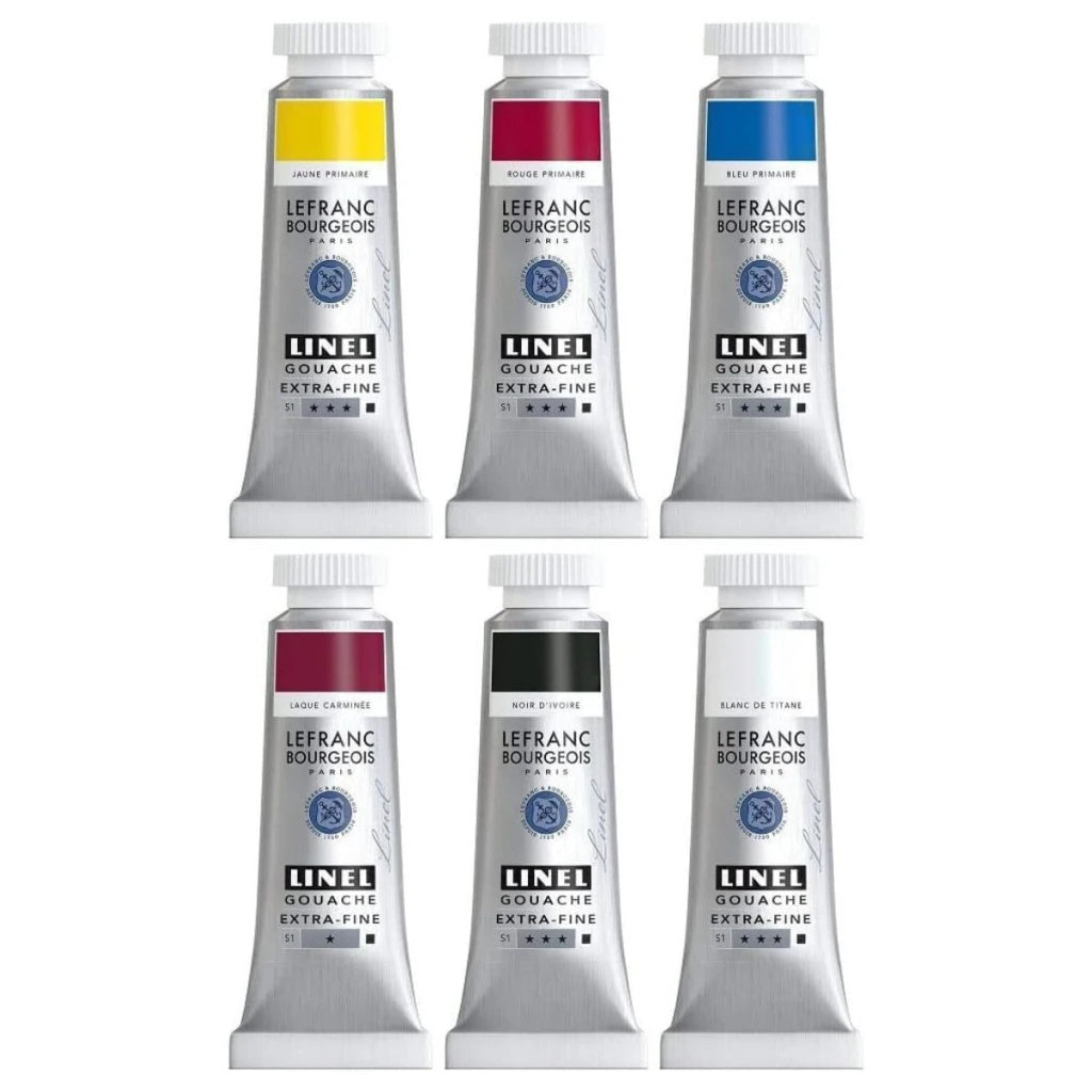 Estojo de Tinta Guache Linel 14ml com 6 Cores - Lefranc Bourgeois
