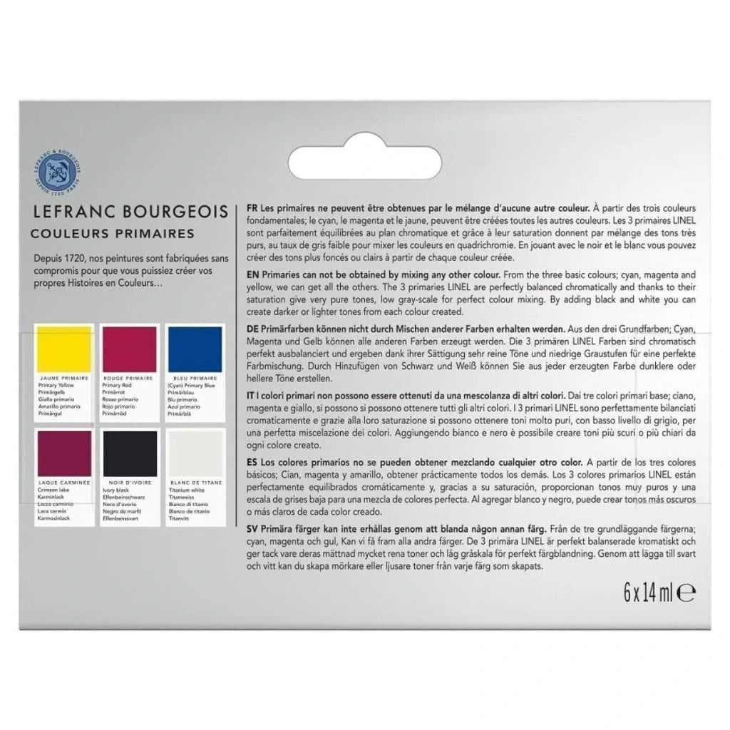 Estojo de Tinta Guache Linel 14ml com 6 Cores - Lefranc Bourgeois