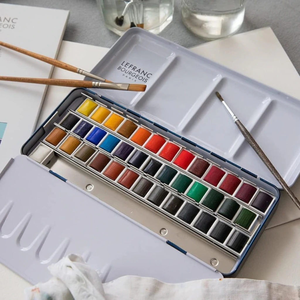 Estojo de Aquarela Fine em Pastilha com 40 Cores - Lefranc Bourgeois