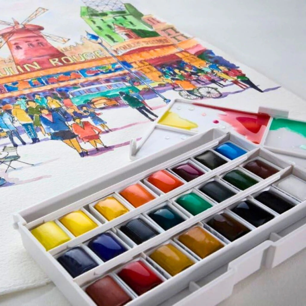 Estojo de Aquarela Fine em Pastilha com 24 Cores - Lefranc Bourgeois
