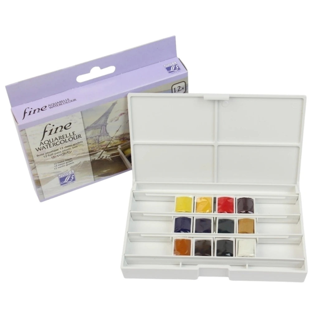 Estojo de Aquarela em Pastilha com 12 Cores - Lefranc Bourgeois