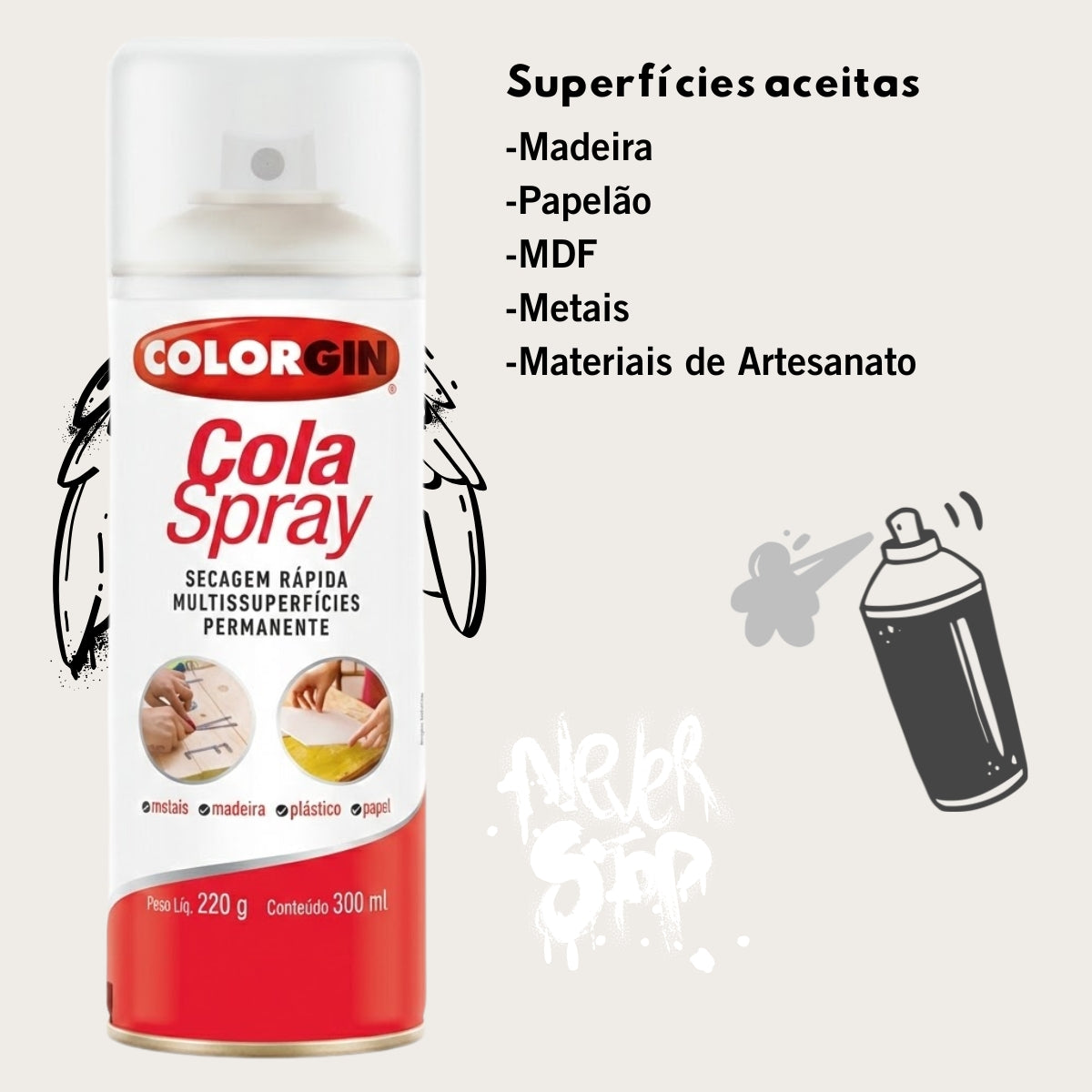 Cola Spray Multissuperficies 300ml Incolor Colorgin 59201