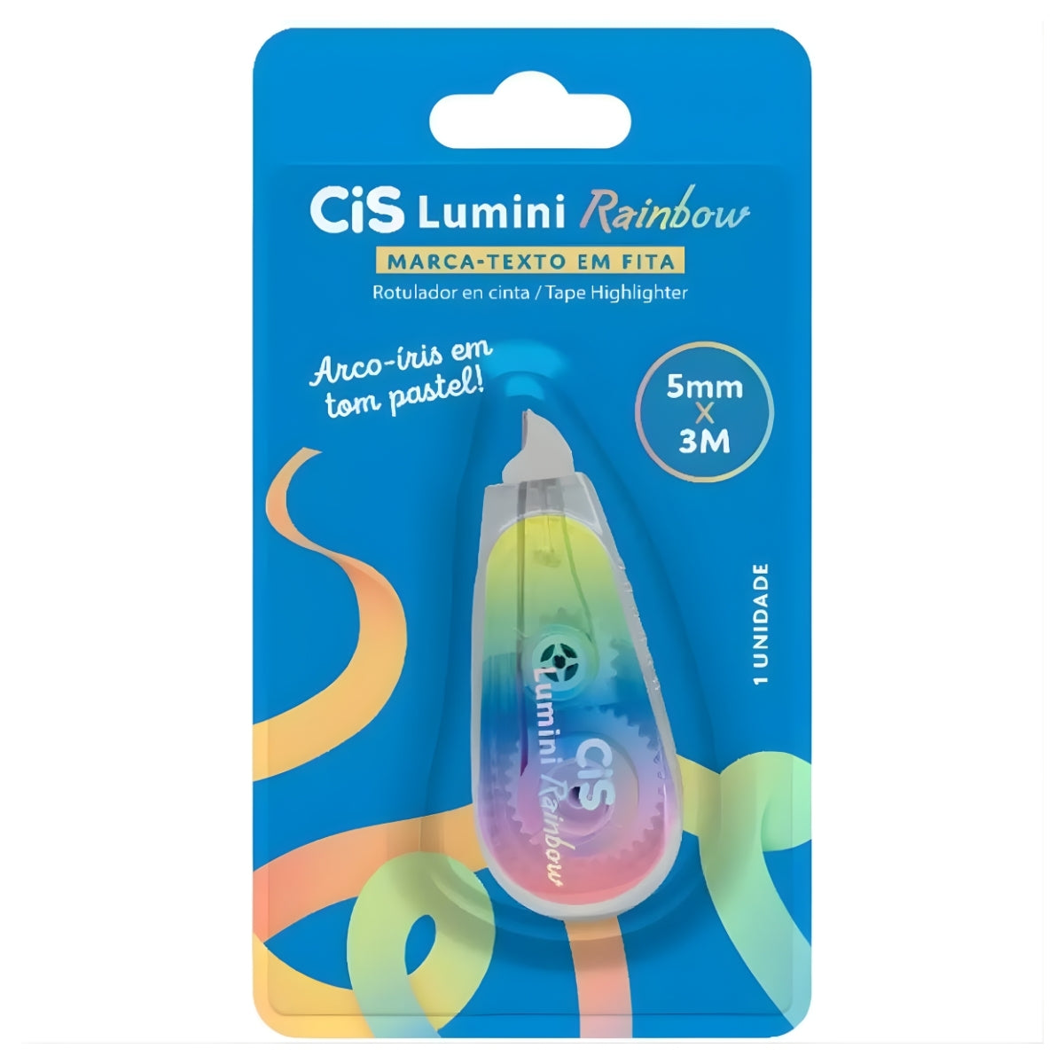 Marca Texto em Fita Lumini Rainbow 5mmx3m com 1 Unidade - Cis