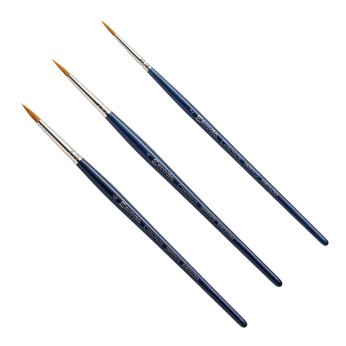 Pincel Escoda Chronos 1351 Pelo Misto Redondo Pontudo Cabo Curto Azul Aquarela