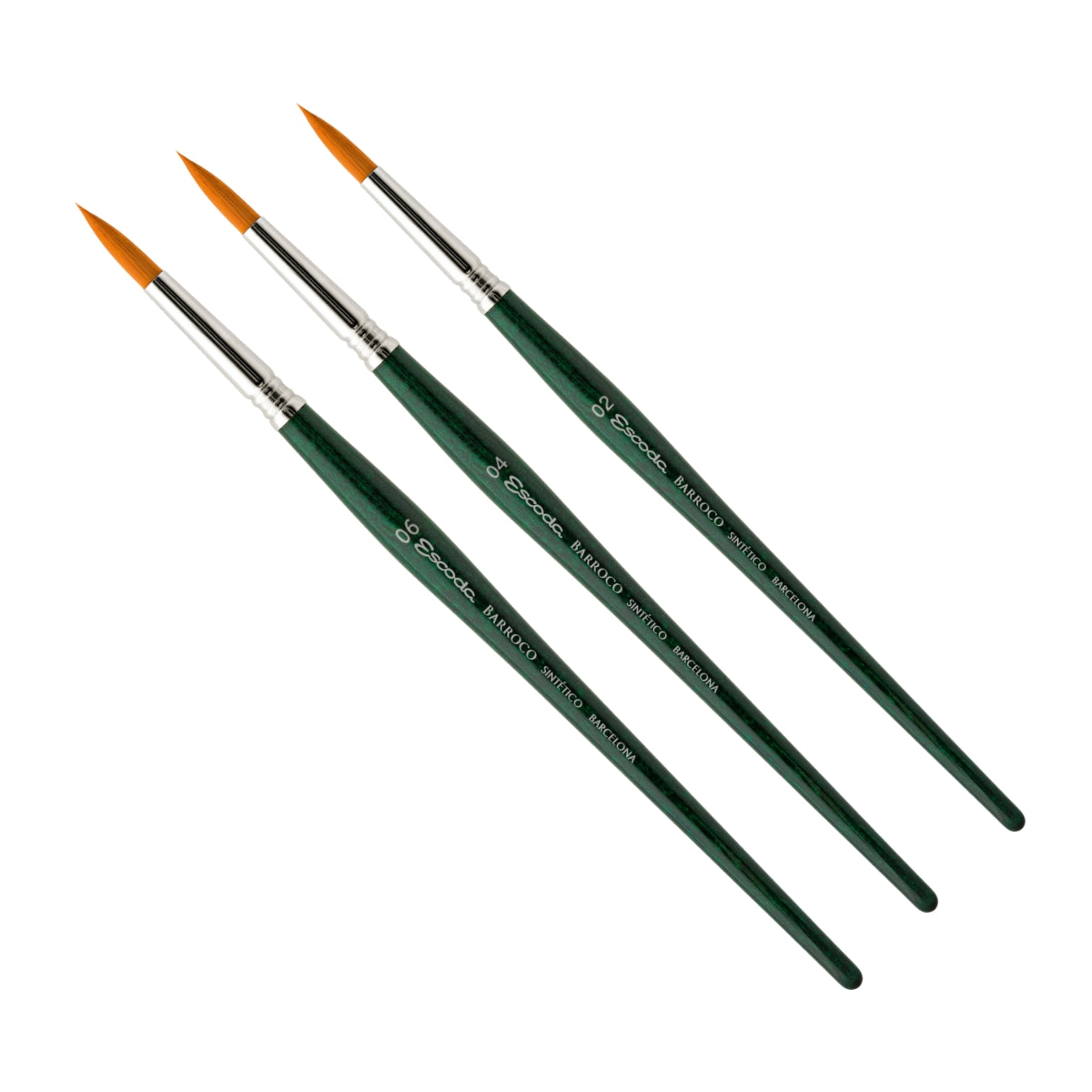 Pincel Escoda Barroco 1410 Pelo Sintético Redondo Cabo Curto Verde Aquarela