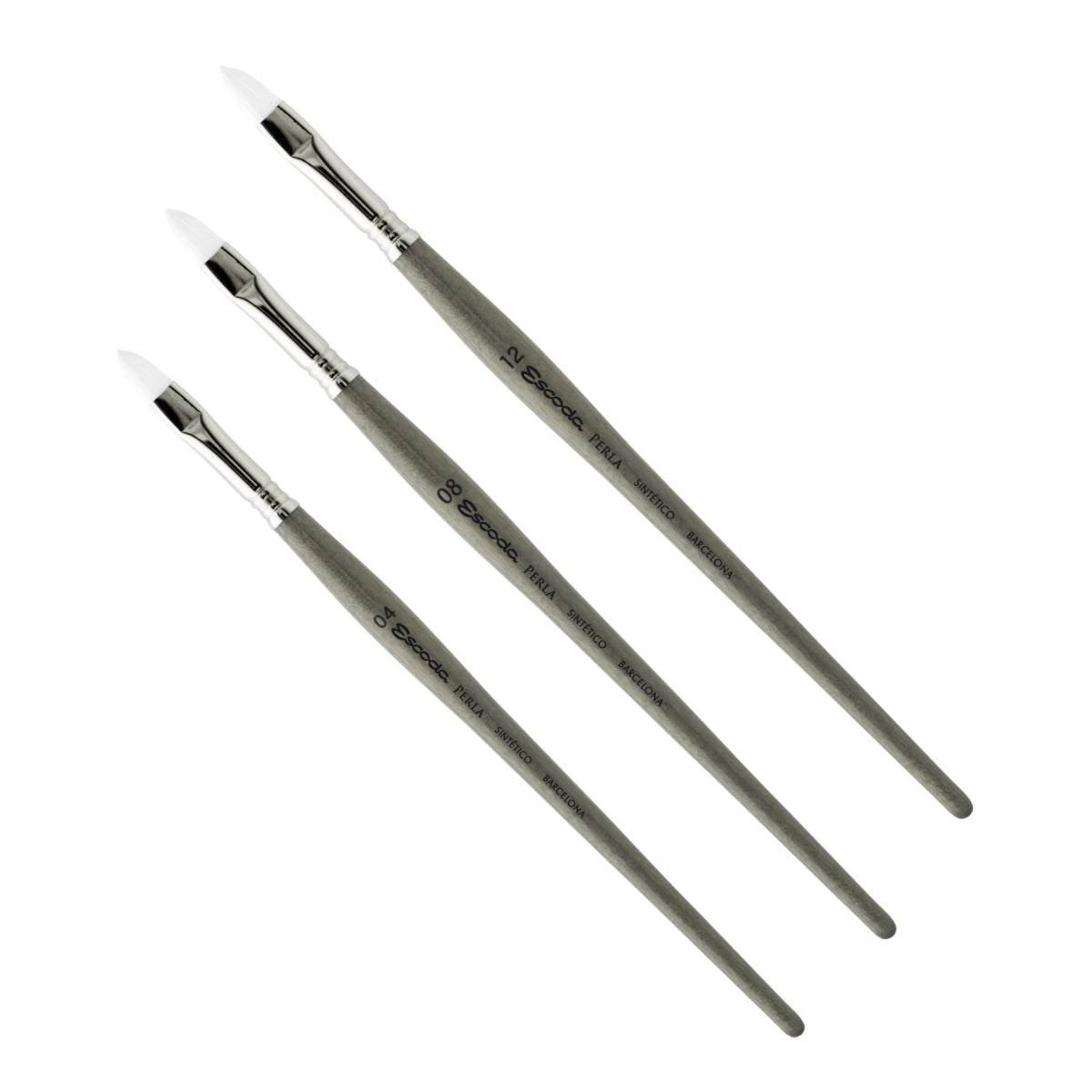 Pincel Escoda Perla Filbert 1510 Pelo Sintético Avelã Cabo Curto Cinza Aquarela