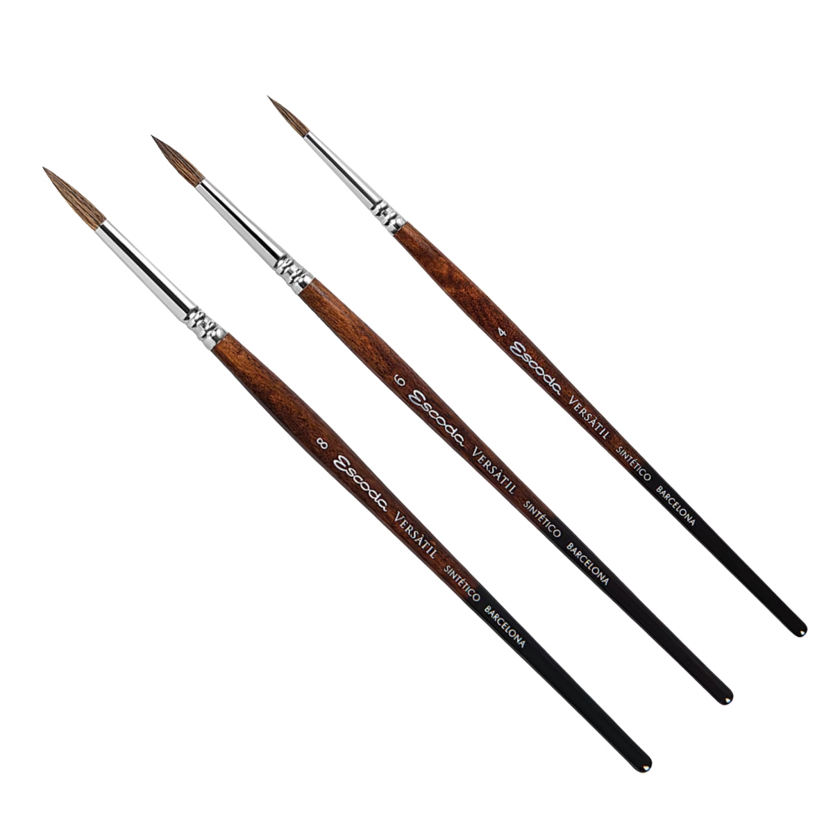 Pincel Escoda Versatil 1540 Pelo Sintético Redondo Pontudo Cabo Curto Marrom Aquarela