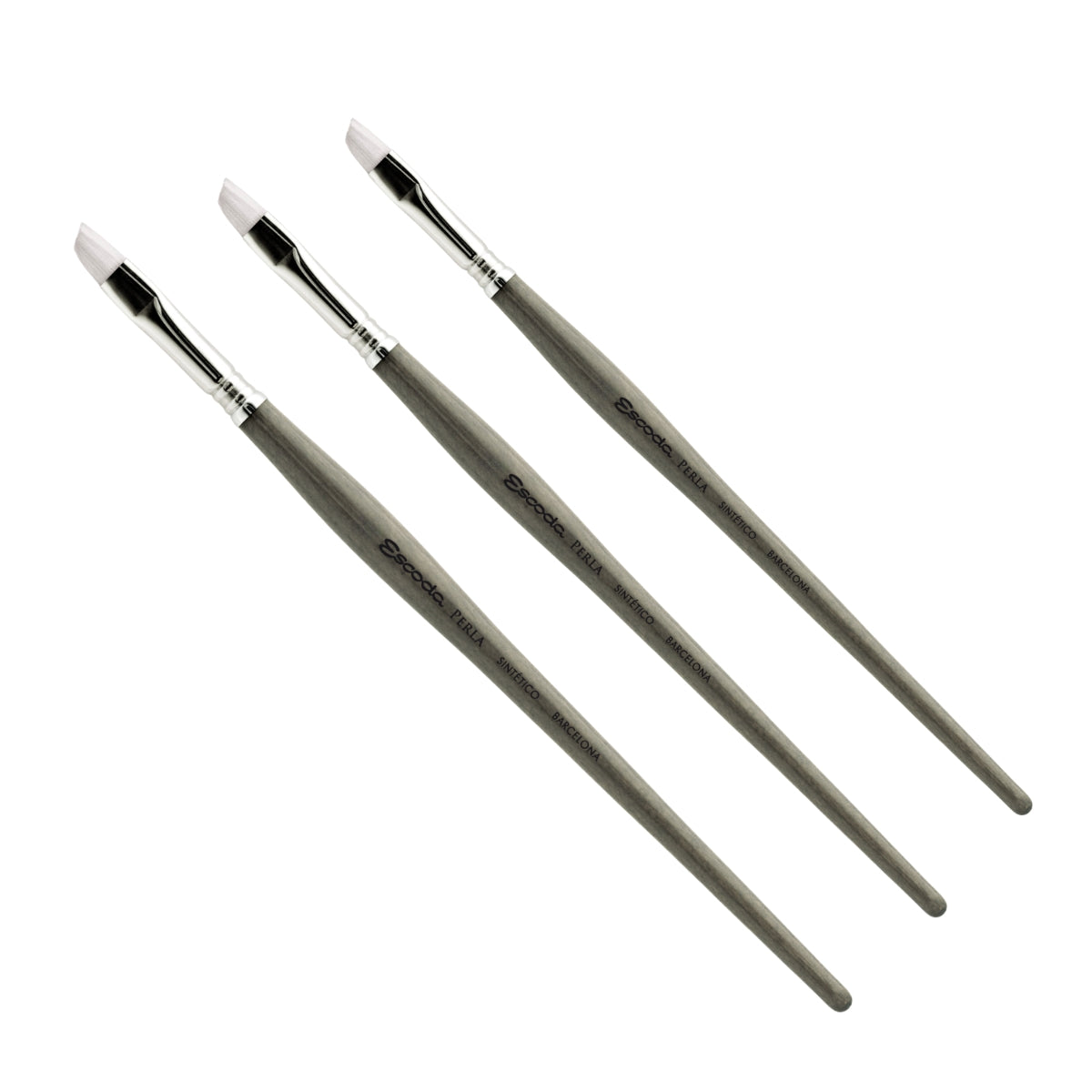 Pincel Escoda Perla 1580 Pelo Sintético Chanfrado Cabo Curto Cinza Aquarela