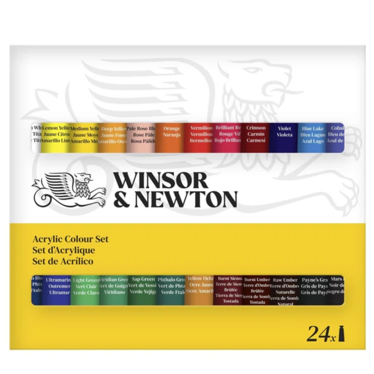 Estojo Tinta Acrílica Winsor & Newton Discover 24 Cores 10ml Consistência Fluida Secagem Rápida