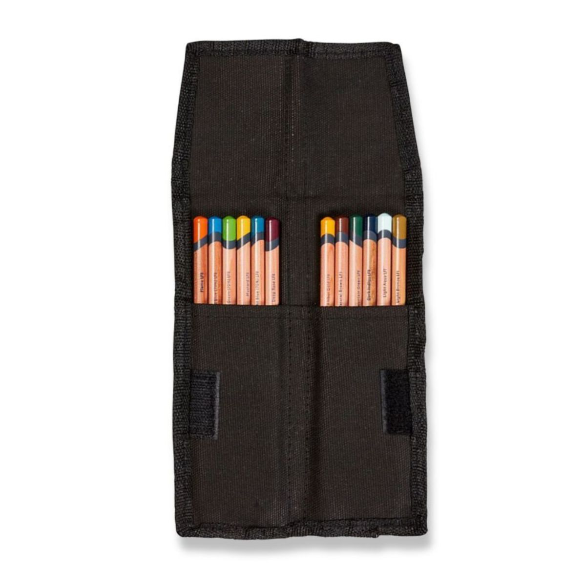 Estojo Bolso Derwent Envoltório Canvas Pocket Wrap 12 Lápis Preto Lona