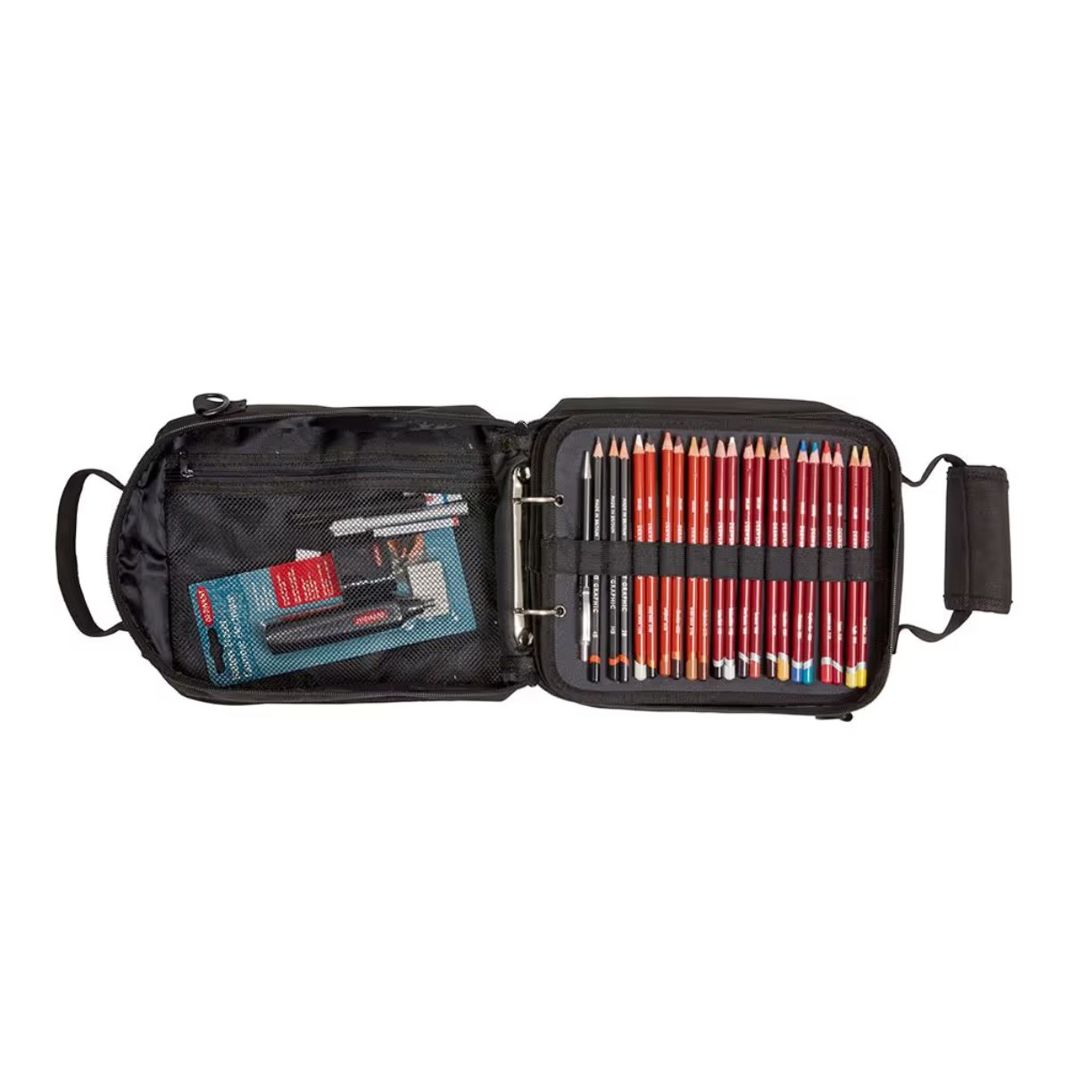 Estojo para Lápis Derwent Completo Carry-all 132 Lugares Preto Lona
