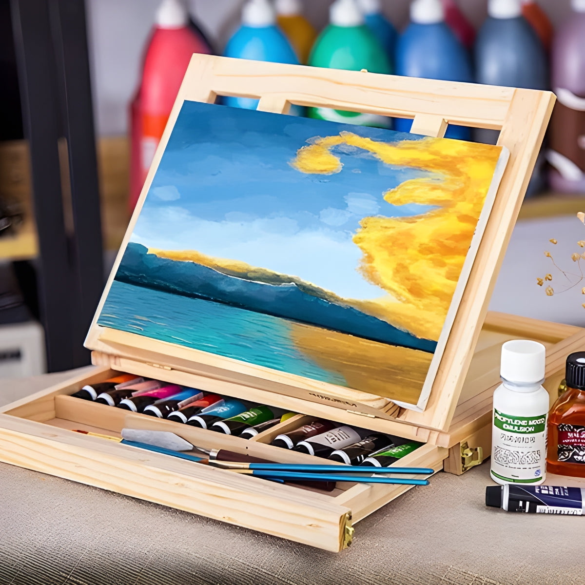 Maleta Cavalete de Pintura com Suporte Tipo Livro 33,5x26x5cm - Sinoart