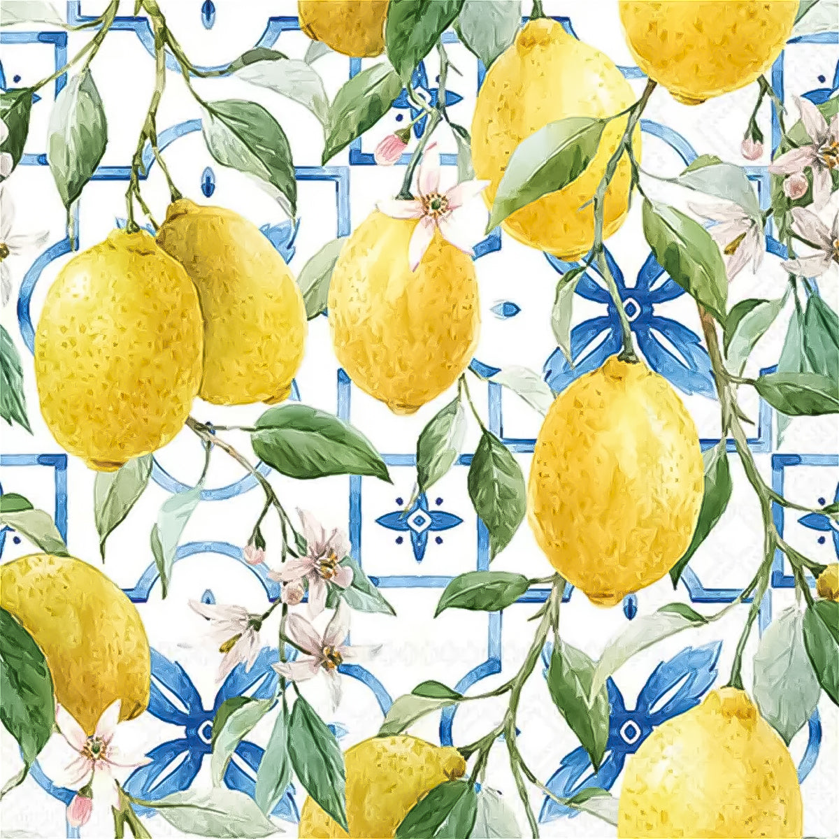 Guardanapo para Decoupage Ambiente 33x33cm com 2 Unidades - Limões Branco