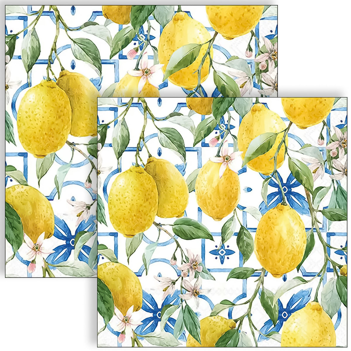 Guardanapo para Decoupage Ambiente 33x33cm com 2 Unidades - Limões Branco
