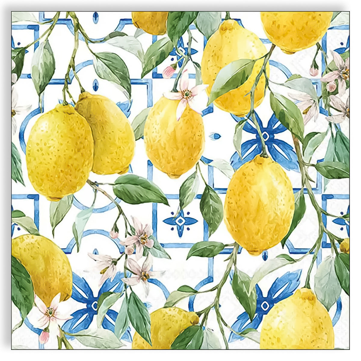 Guardanapo para Decoupage Ambiente 33x33cm com 2 Unidades - Limões Branco