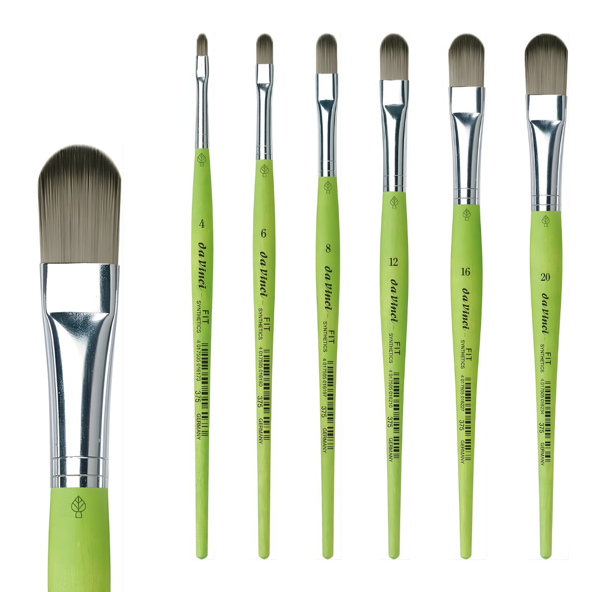 Pincel Fit da Vinci Sintético Língua de Gato Cabo Curto Verde - 375