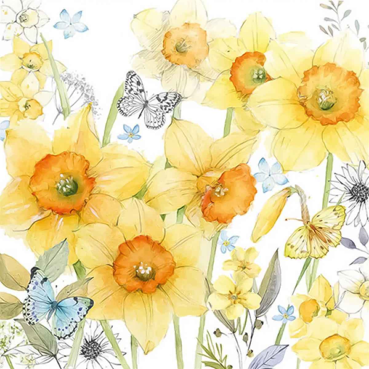 Guardanapo para Decoupage Ambiente 33x33cm com 20 Unidades - Narcisos Clássicos