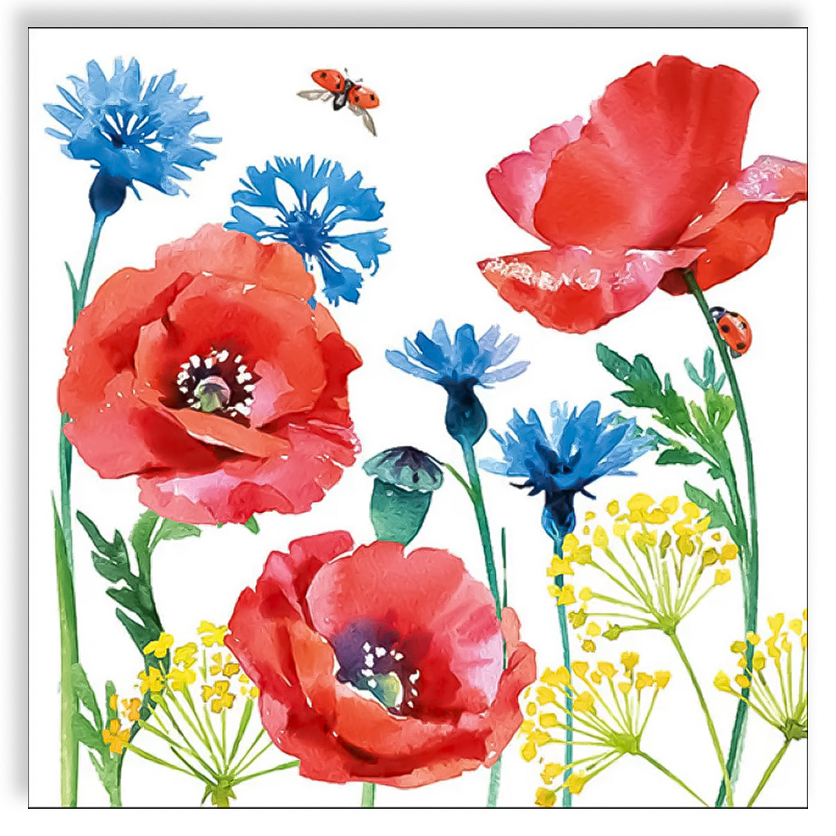 Guardanapo para Decoupage Ambiente 33x33cm com 2 Unidades - Flores Papoulas