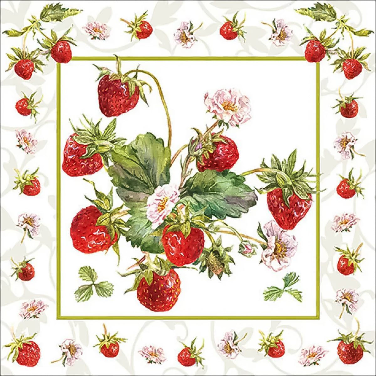 Guardanapo para Decoupage Ambiente 33x33cm com 2 Unidades - Morangos Frescos