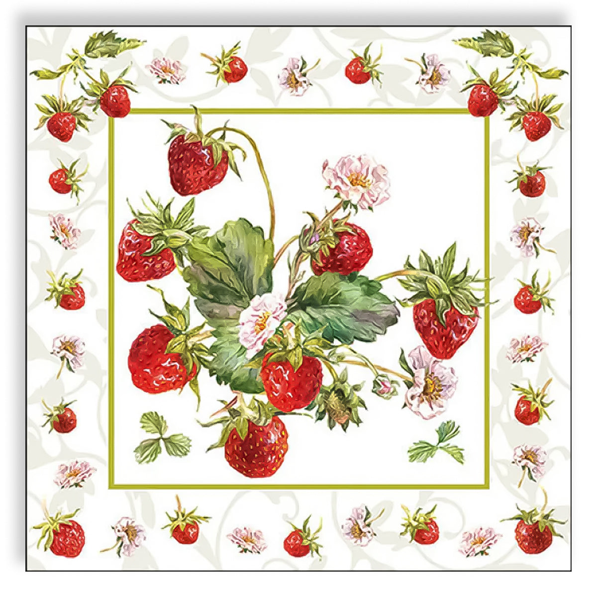 Guardanapo para Decoupage Ambiente 33x33cm com 20 Unidades - Morangos Frescos