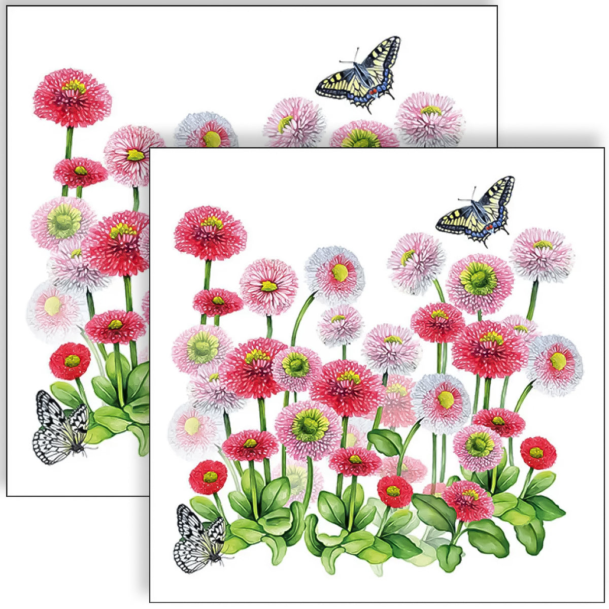 Guardanapo para Decoupage Ambiente 33x33cm com 20 Unidades - Flores com Borboletas