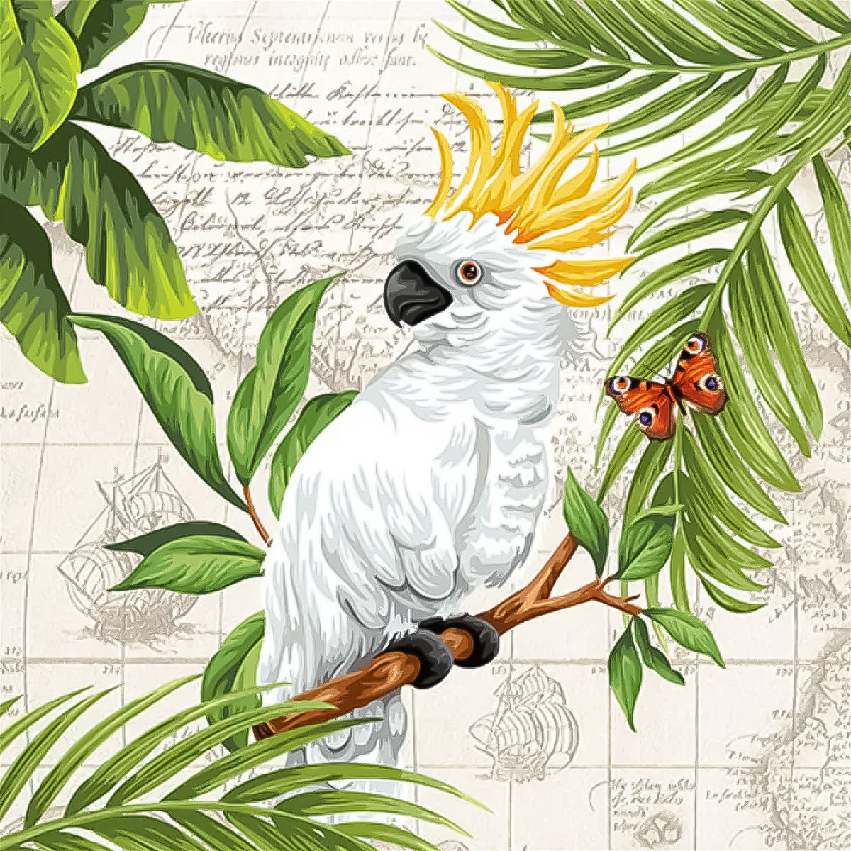 Guardanapo para Decoupage Ambiente 33x33cm com 2 Unidades - Pássaro Cacatua