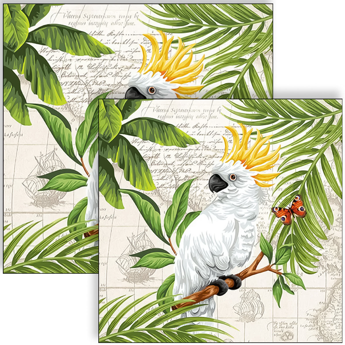 Guardanapo para Decoupage Ambiente 33x33cm com 2 Unidades - Pássaro Cacatua
