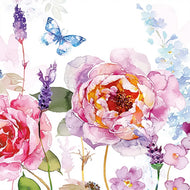 Guardanapo para Decoupage Ambiente 33x33cm com 20 Unidades - Rosas & Borboletas