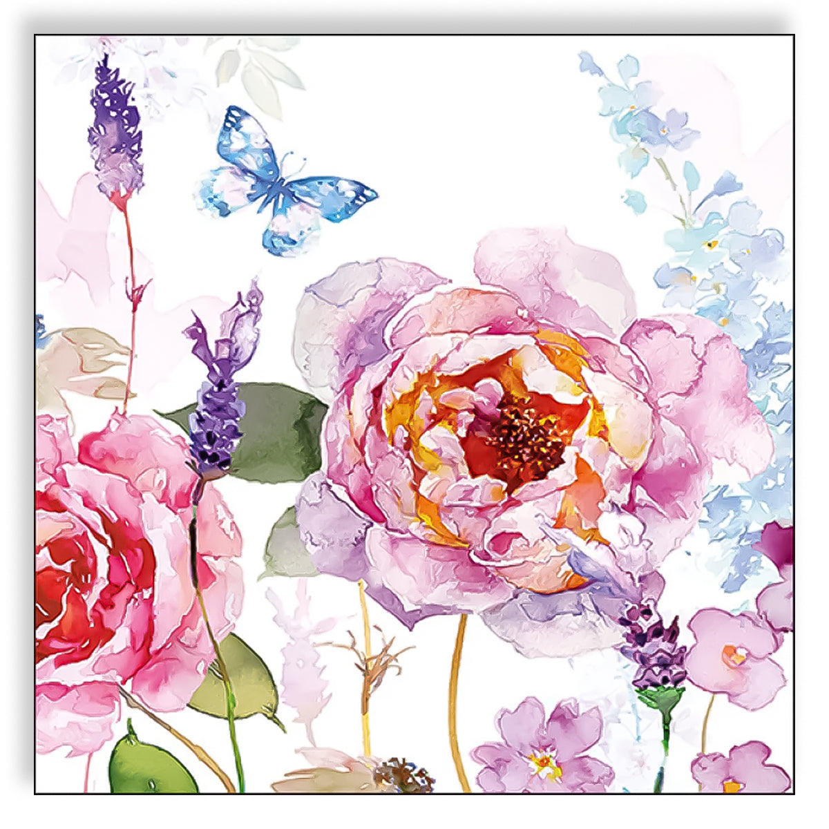 Guardanapo para Decoupage Ambiente 33x33cm com 2 Unidades - Rosas & Borboletas