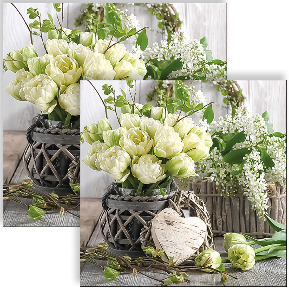 Guardanapo para Decoupage Ambiente 33x33cm com 2 Unidades - Tulipas Brancas