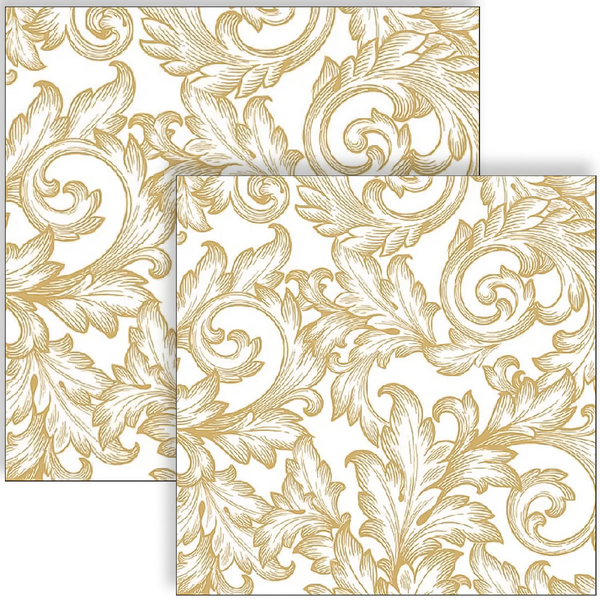 Guardanapo para Decoupage Ambiente 33x33cm com 2 Unidades - Ouro Barroco Branco 
