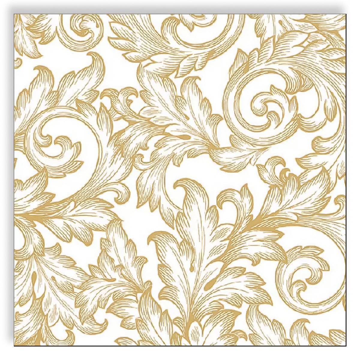 Guardanapo para Decoupage Ambiente 33x33cm com 2 Unidades - Ouro Barroco Branco 