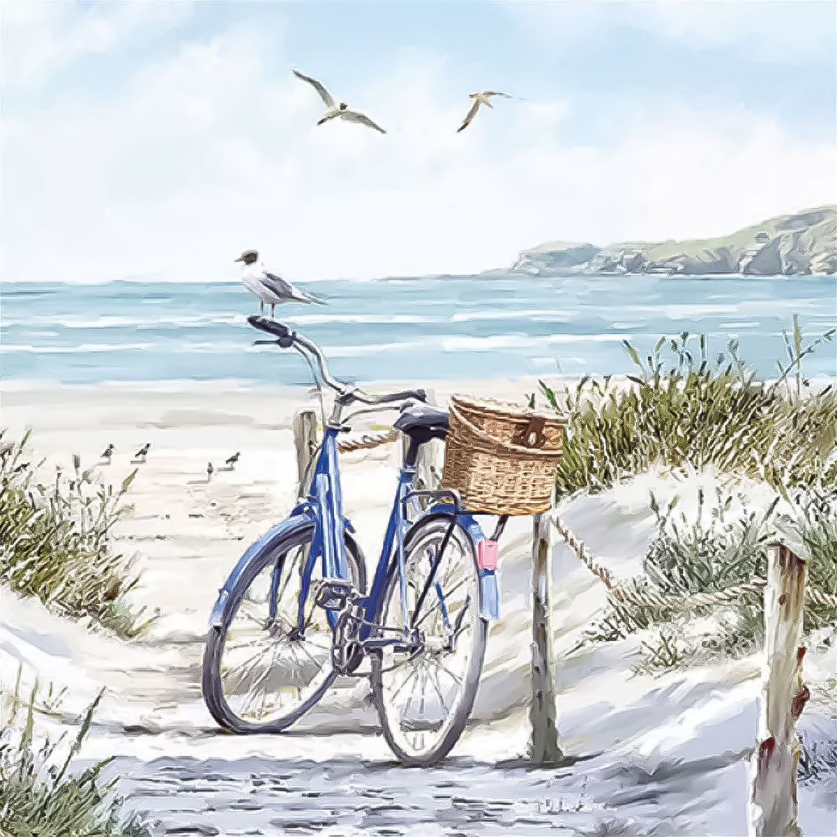 Guardanapo para Decoupage Ambiente 33x33cm com 2 Unidades - Bicicleta na Praia