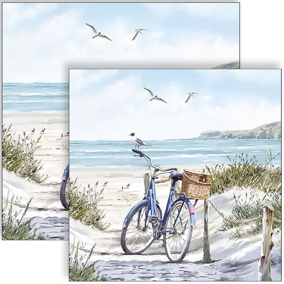 Guardanapo para Decoupage Ambiente 33x33cm com 2 Unidades - Bicicleta na Praia