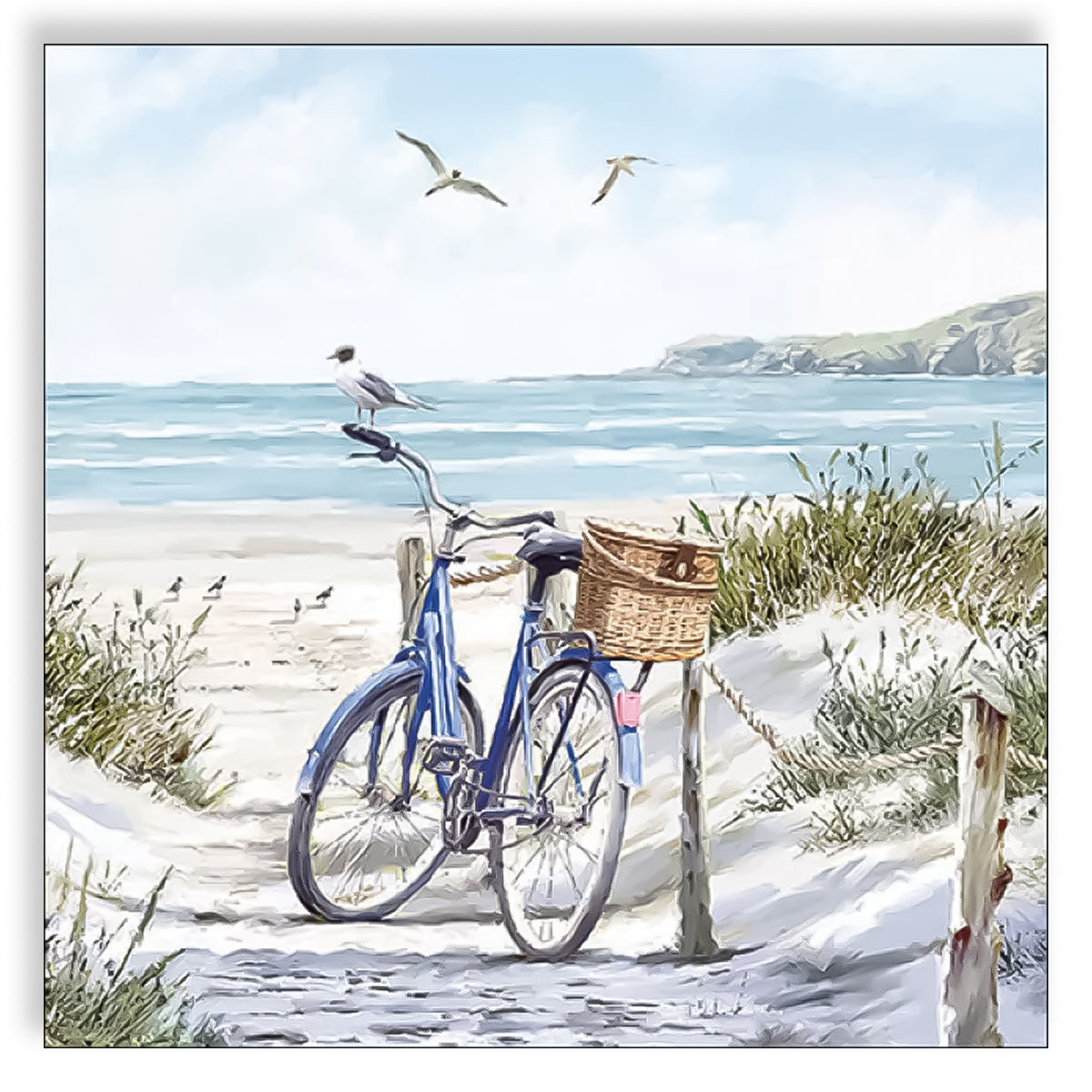 Guardanapo para Decoupage Ambiente 33x33cm com 2 Unidades - Bicicleta na Praia
