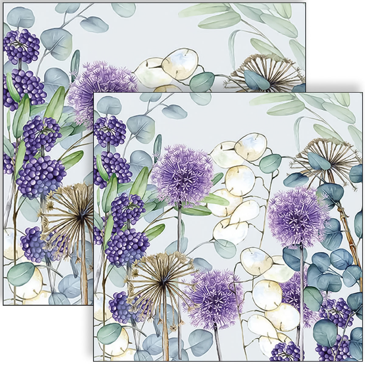 Guardanapo para Decoupage Ambiente 33x33cm com 20 Unidades - Flores Eucalipto