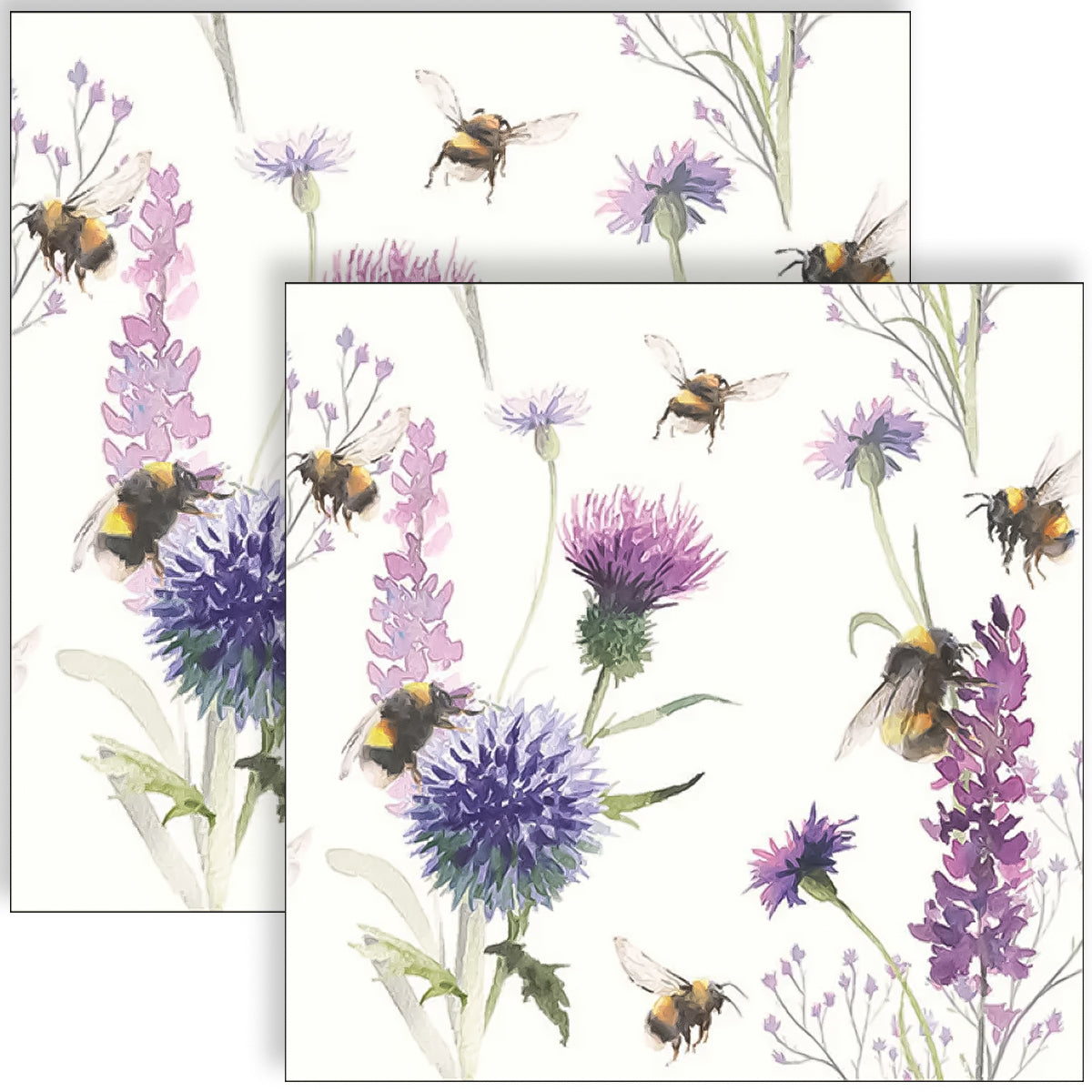 Guardanapo para Decoupage Ambiente 33x33cm com 2 Unidades - Lavanda & Abelhas