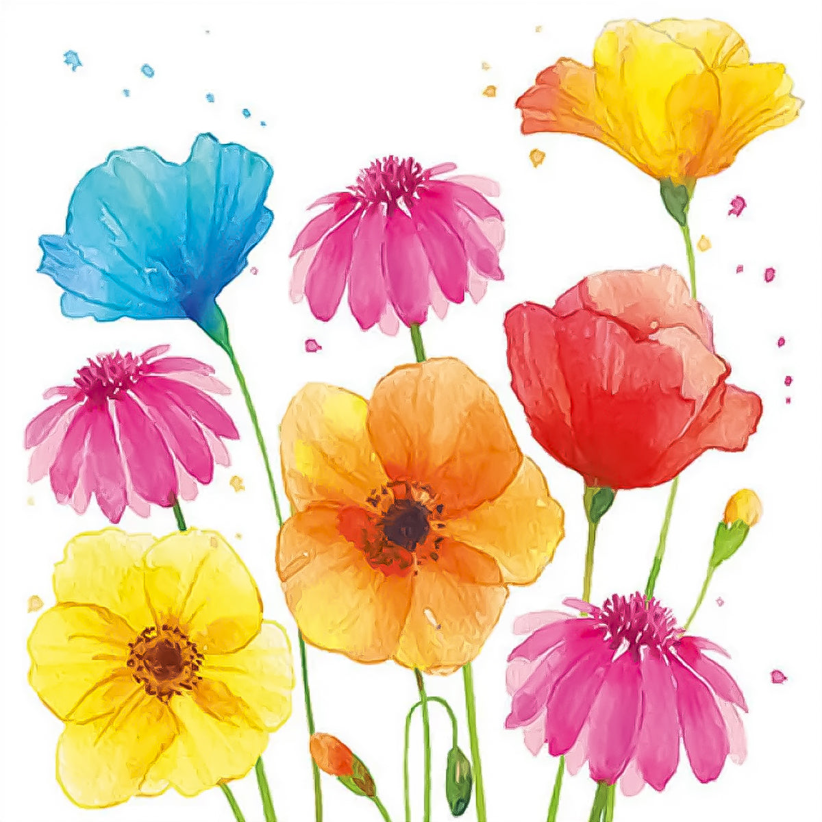 Guardanapo para Decoupage Ambiente 33x33cm com 20 Unidades - Flores Coloridas de Verão