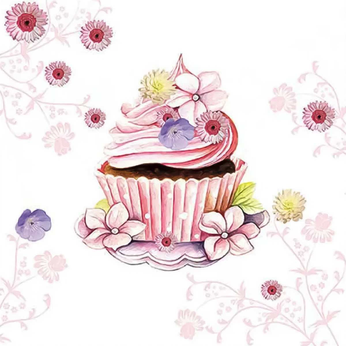 Guardanapo para Decoupage Ambiente 33x33cm com 2 Unidades - Bolinho Decorado