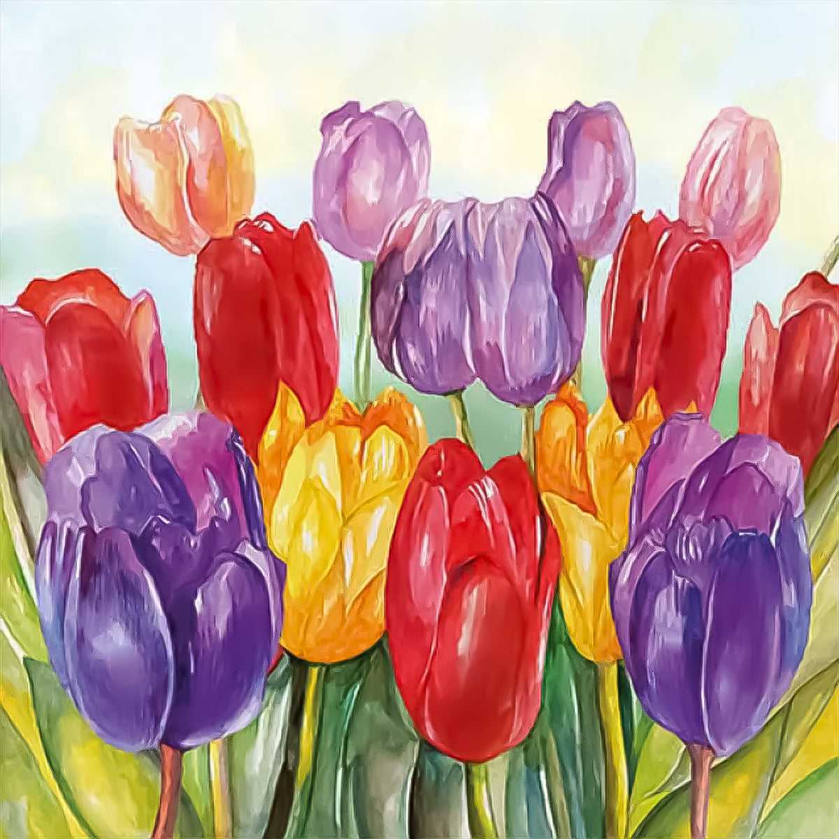 Guardanapo para Decoupage Ambiente 33x33cm com 2 Unidades - Tulipas Coloridas