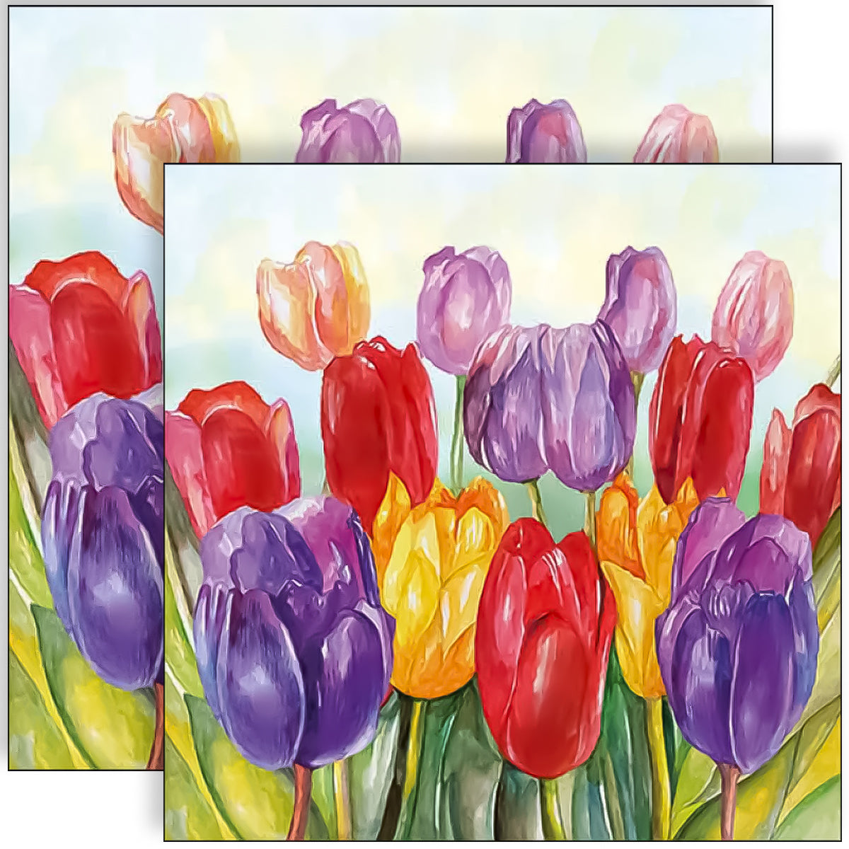 Guardanapo para Decoupage Ambiente 33x33cm com 2 Unidades - Tulipas Coloridas